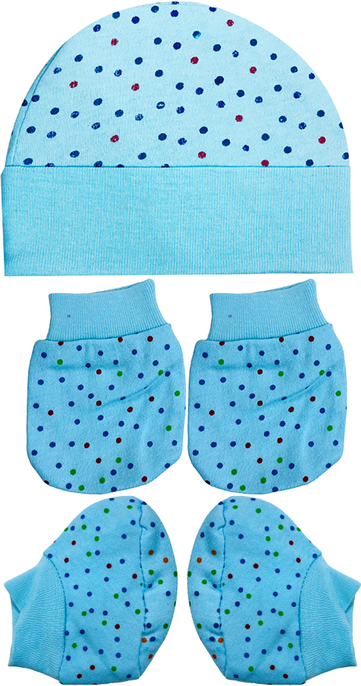 TechHark®100% Cotton Baby Caps, Mittens and Booties Combo Set for 0-6 Months - Pack of 4 (4 MULTICOLOR) - Image 2