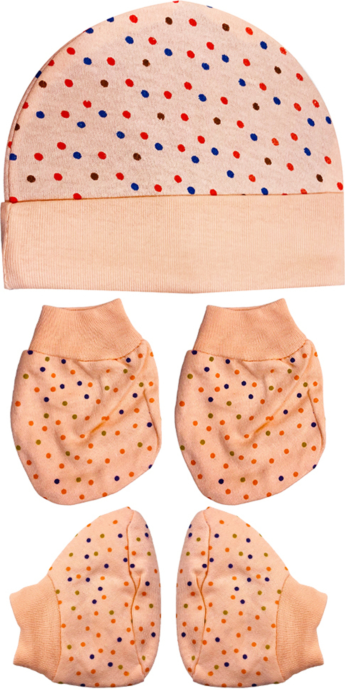 TechHark®100% Cotton Baby Caps, Mittens and Booties Combo Set for 0-6 Months - Pack of 4 (4 MULTICOLOR) - Image 3