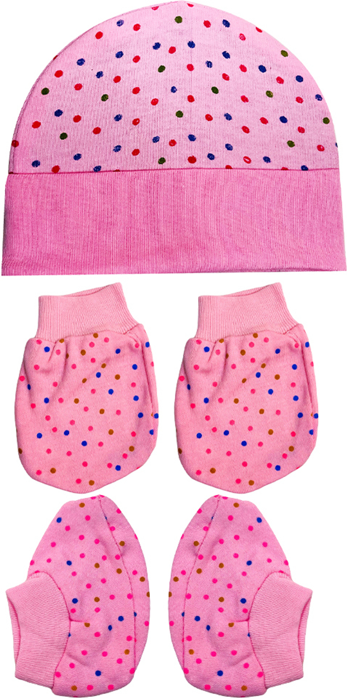 TechHark®100% Cotton Baby Caps, Mittens and Booties Combo Set for 0-6 Months - Pack of 4 (4 MULTICOLOR) - Image 4