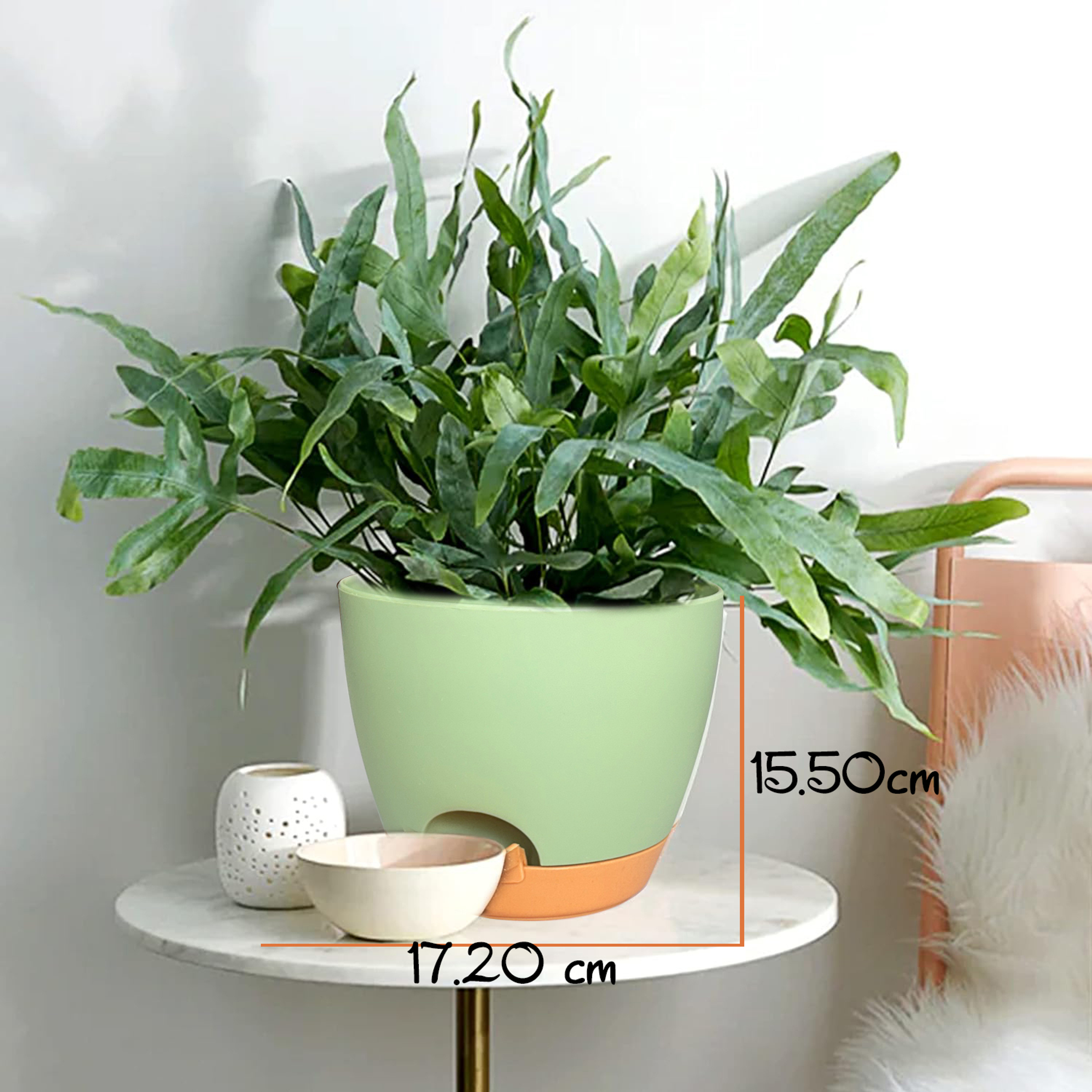 TechHark® 6/6.7 inc Self Watering Flower Pots Indoor Outdoor, Drainage Hole Saucer - Image 2