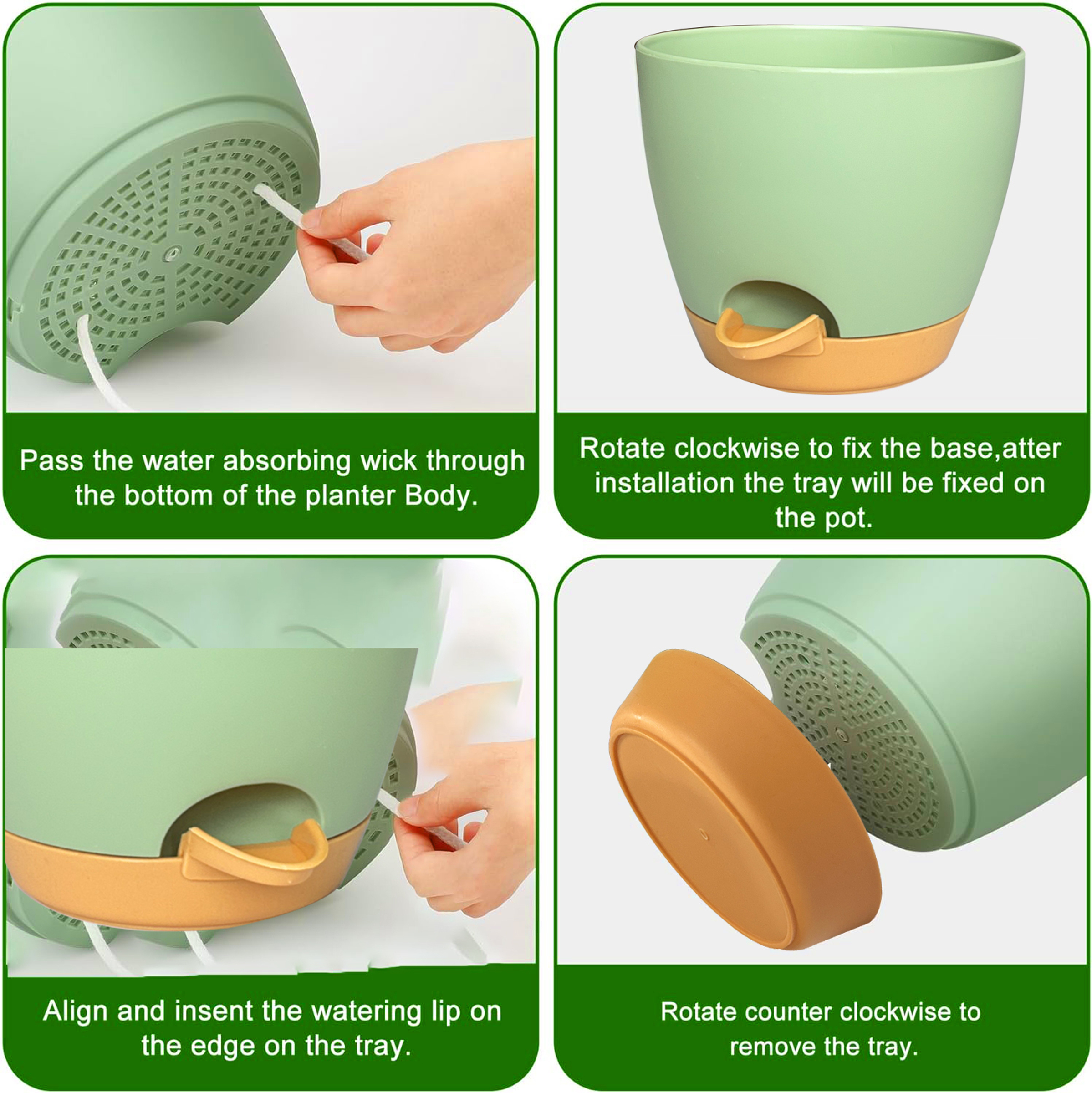 TechHark® 6/6.7 inc Self Watering Flower Pots Indoor Outdoor, Drainage Hole Saucer - Image 3