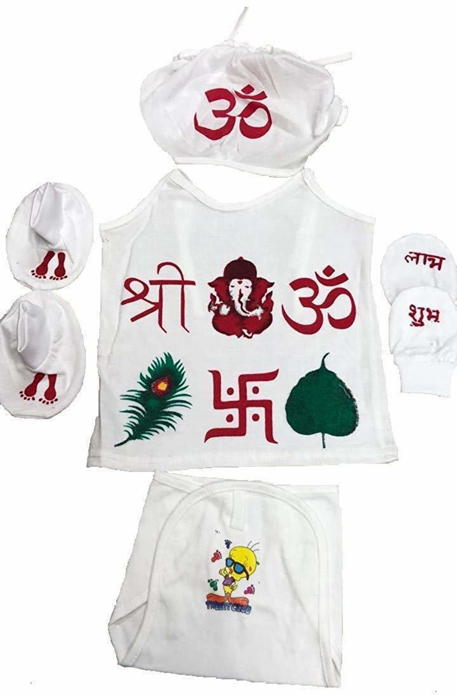 TechHark® Beri Baby Mattress of Cotton Lacy Sheets and Chatthi Name Ceremony Set for Born Babies (Multicolor) - Image 4