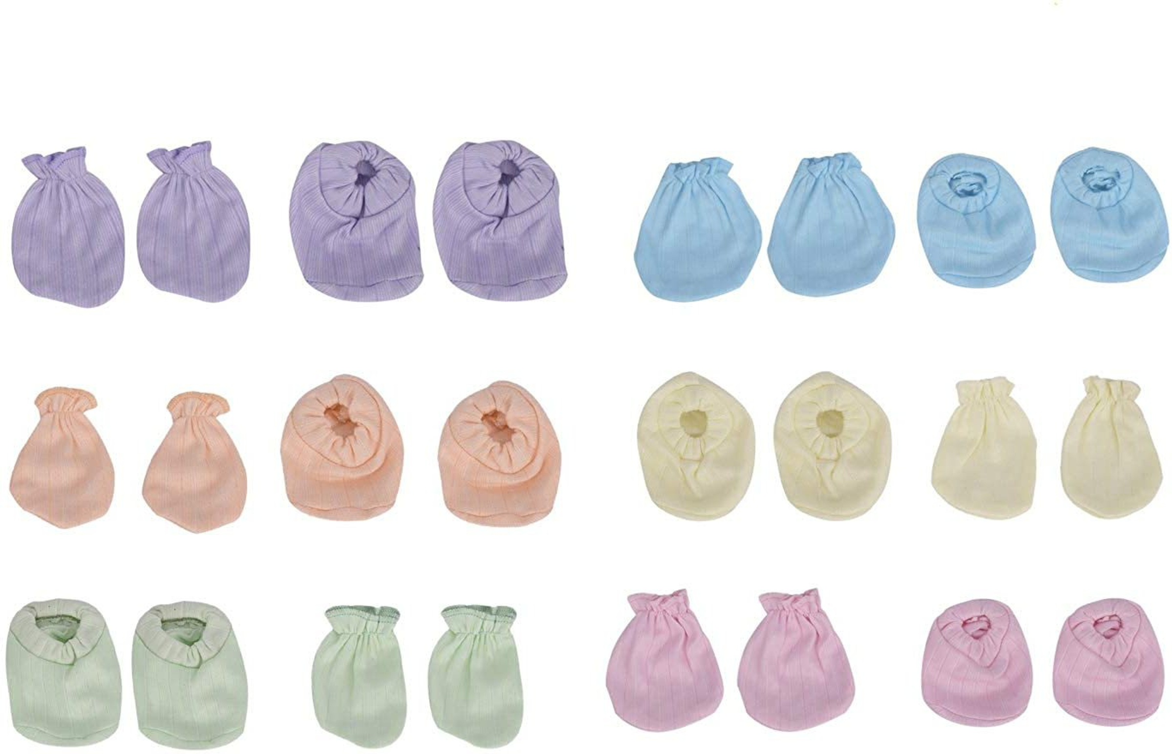 TechHark® Newborn Baby Mittens and Booties Combo Set – 4 Pairs | 100% Soft Cotton (Multicolor)