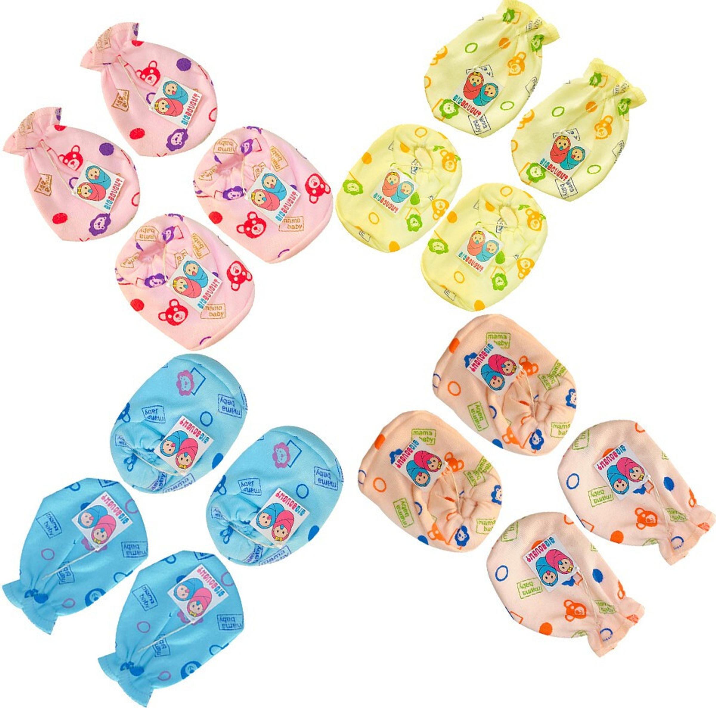 TechHark® Newborn Baby Mittens and Booties Combo Set – 4 Pairs | 100% Soft Cotton (Multicolor)