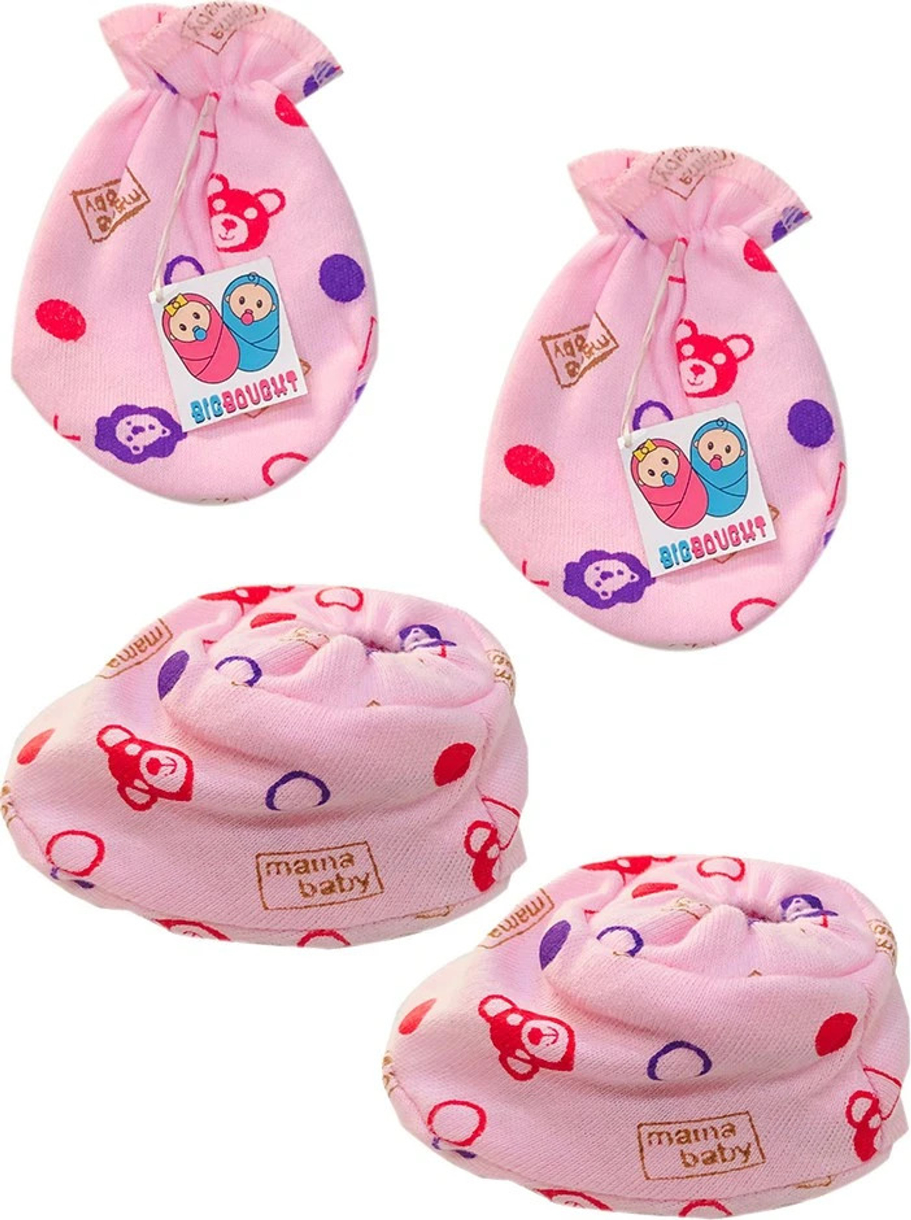 TechHark® Newborn Baby Mittens and Booties Combo Set – 4 Pairs | 100% Soft Cotton (Multicolor) - Image 3