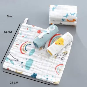 TechHark® Muslin Cotton Cloth Premium Baby Washcloth for New Born, Washable, Reusable ["White"] Handkerchief  (Pack of 5)