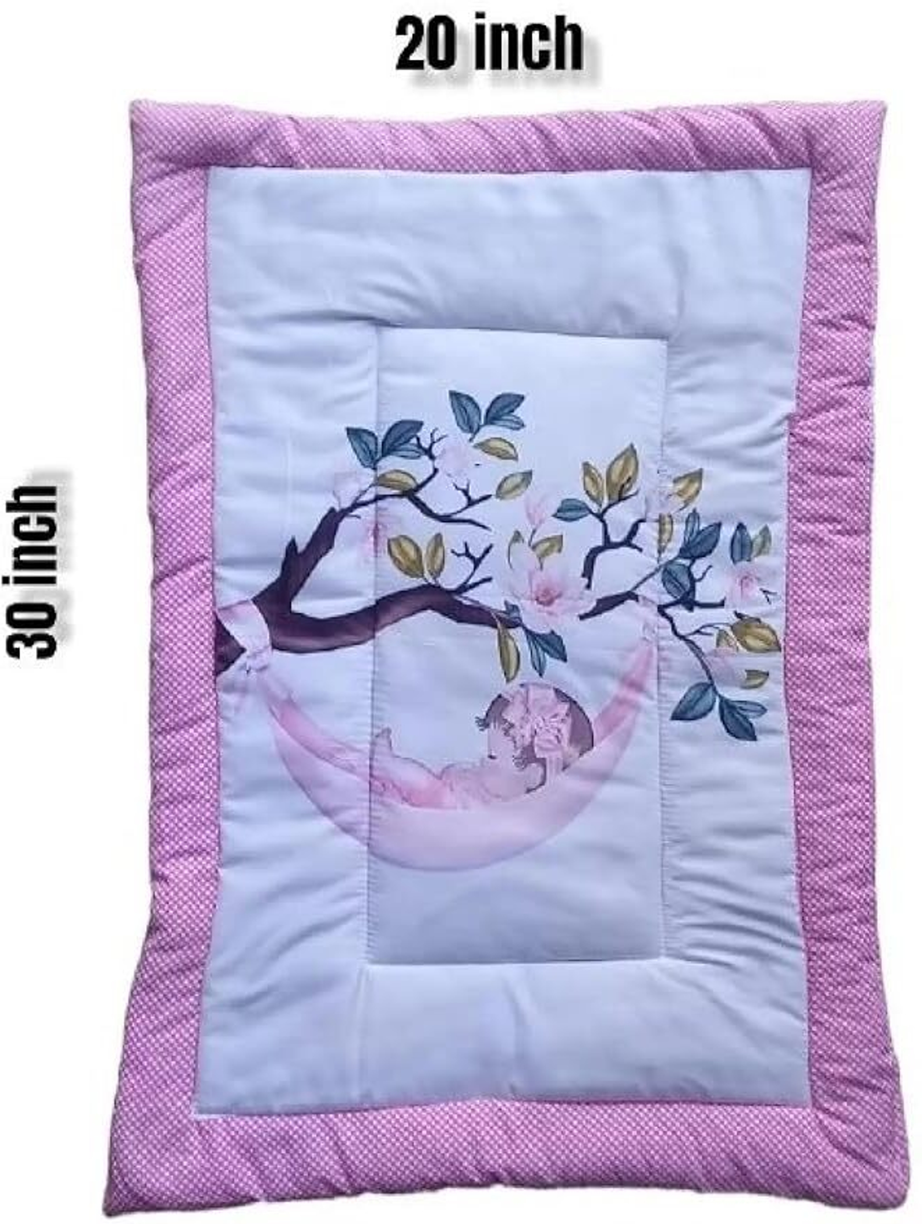TechHark® Combo Newborn Baby Pom Pom Cotton Baby Bed | Godari | Cradle Bed | Crib Sheet (Multicolor) - Image 3