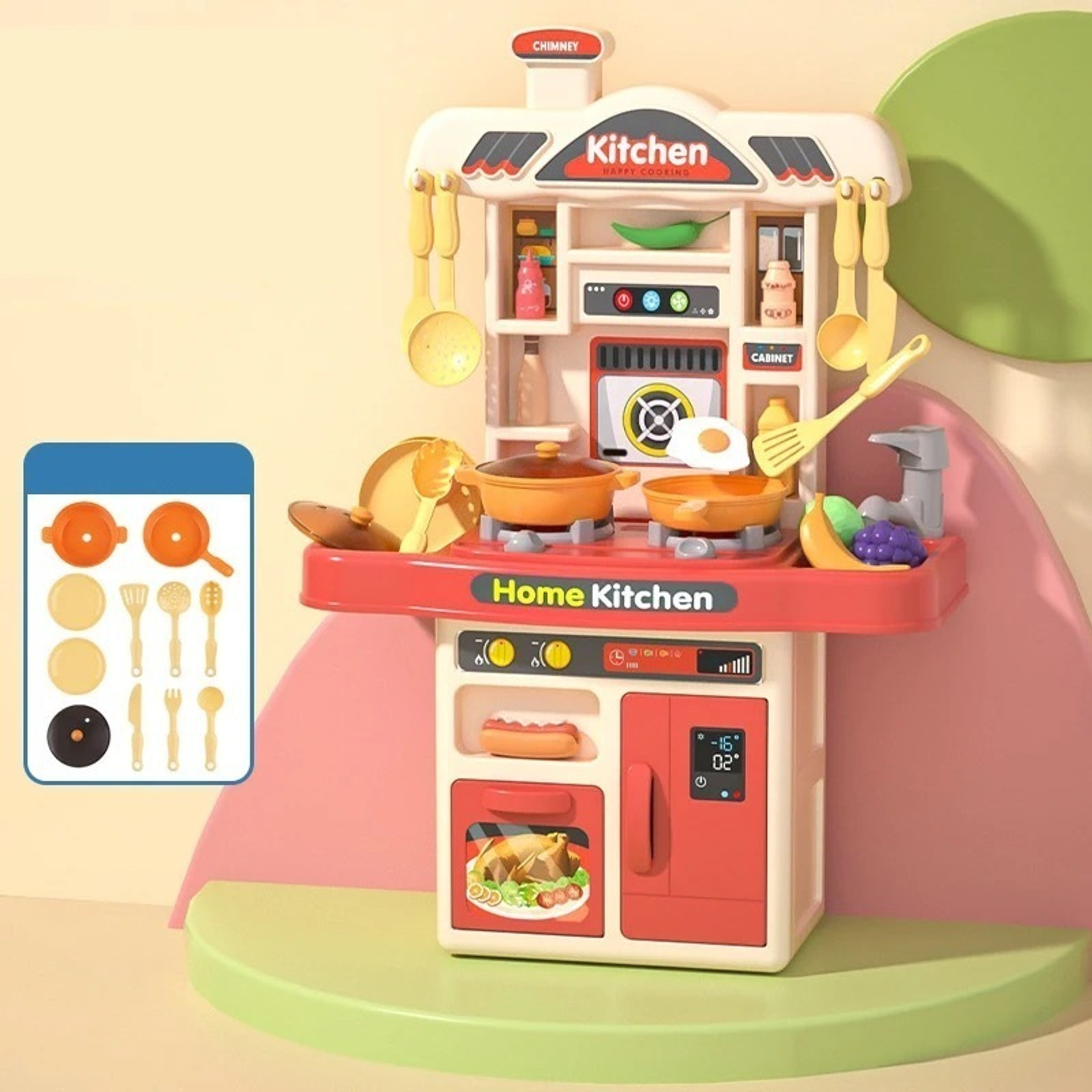 TechHark® Kitchen Cook Set Roll Play Toy Kitchen Set For Your Kids