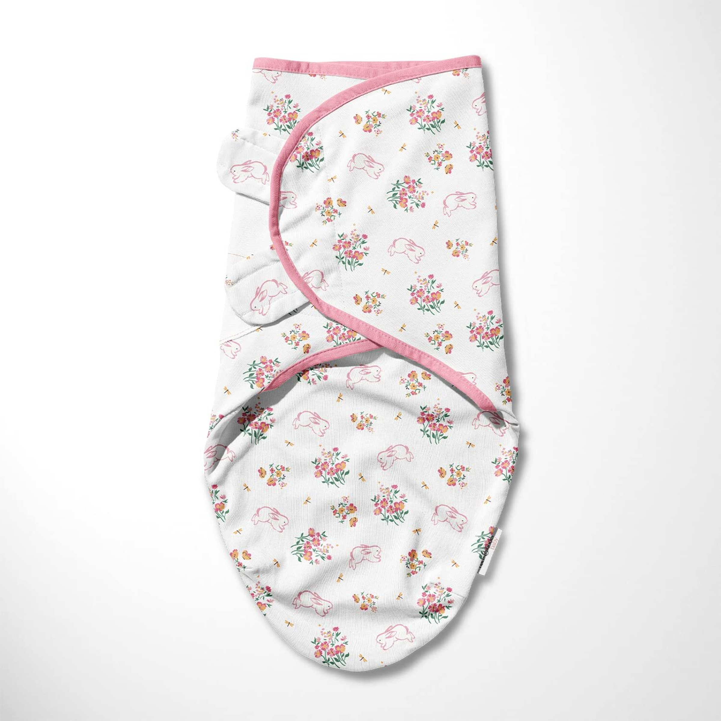TechHark® Printed Crib Swaddling Baby Blanket for AC Room (Cotton, Pink)