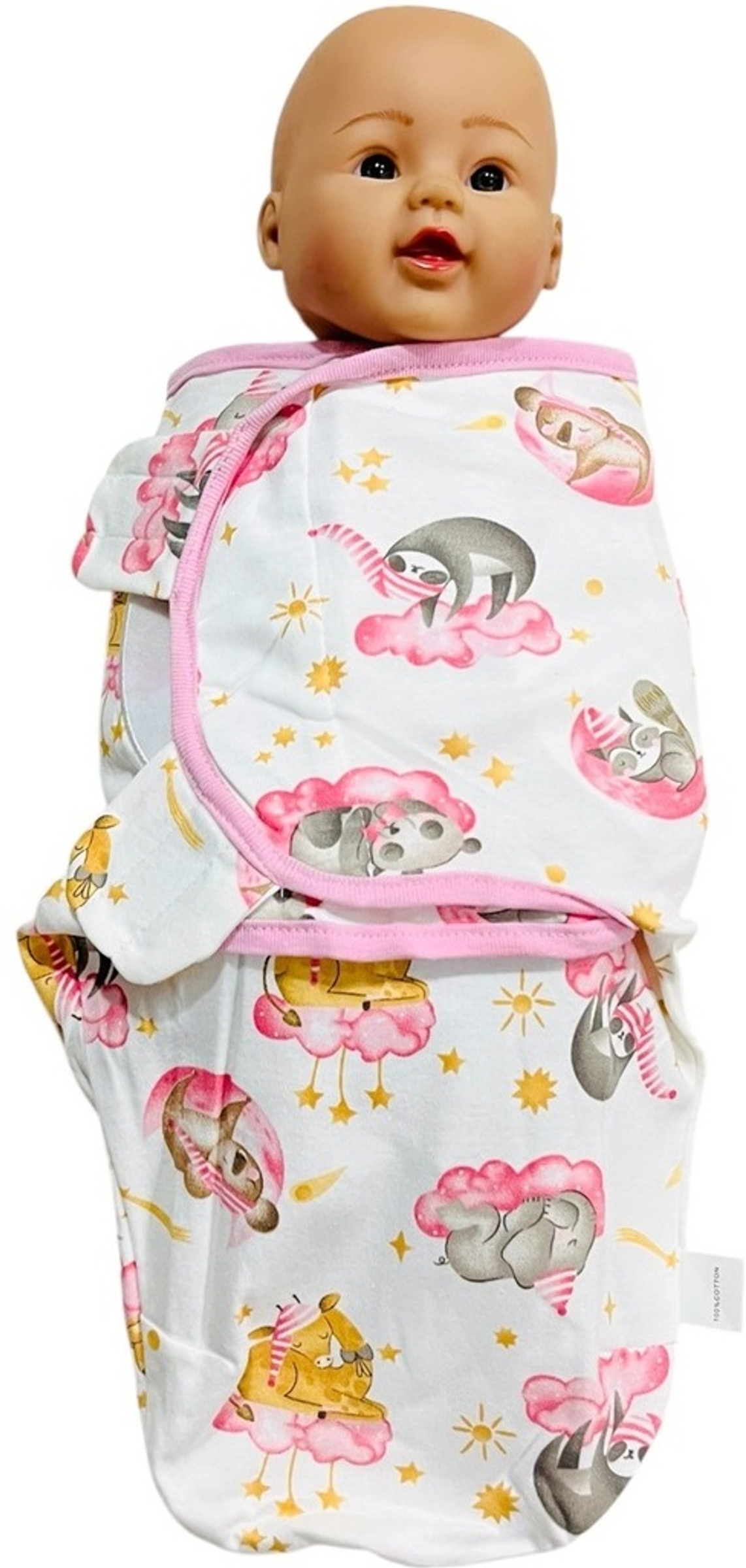 TechHark® Printed Crib Swaddling Baby Blanket for AC Room (Cotton, Pink) - Image 3