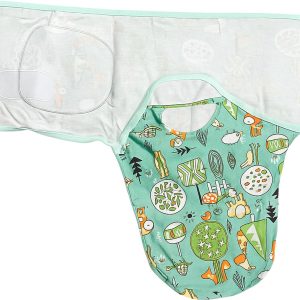 TechHark® Printed Crib Swaddling Baby Blanket for AC Room (Cotton, Green)