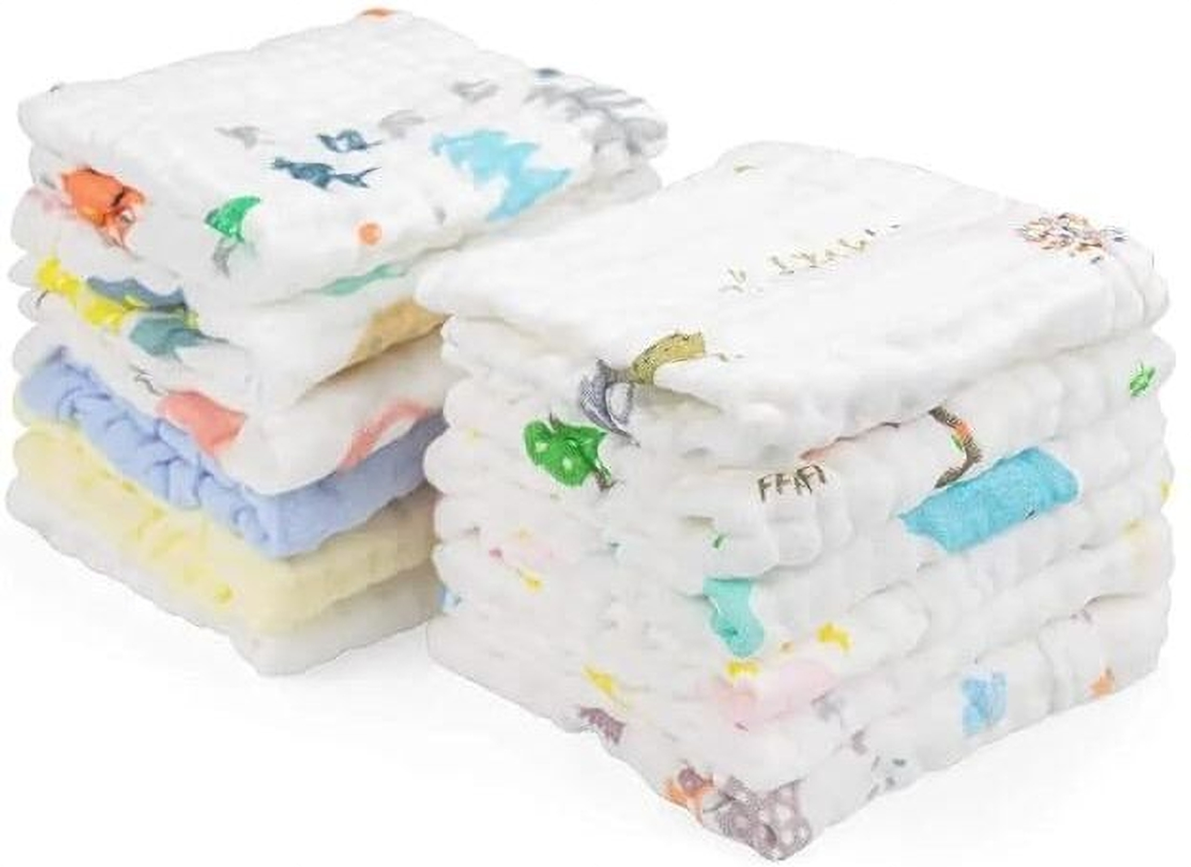 TechHark® Baby Muslin Wash Cloths Towels Cum Square Wipes – Super Absorbent Multicolor Cloth Napkins (5 Sheets) - Image 2
