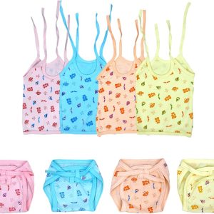 TechHark® Baby Zhabla (4 Pcs) And Nappy (Langot) (4 Pcs), Hosiery Soft Quality Branded Cloth Material, 0-6 Months (Multicolor)  (Multicolor)